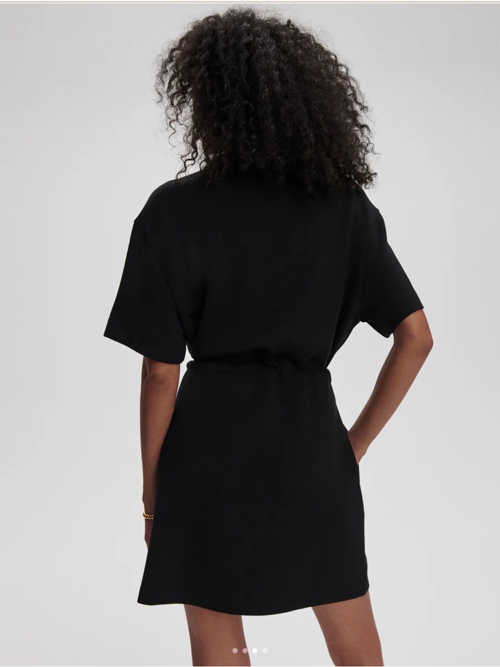 Varley Maple 2.0 Black Short-Sleeve Drawstring Mini Dress - Picture 2 of 11